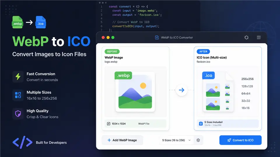 WebP to ICO converter preview